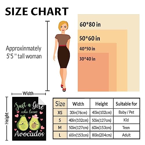 Blanket for Girls - 30"x40" Cute Avocado Throw Gifts - Black Soft Fuzzy Blankets for Couch & Office