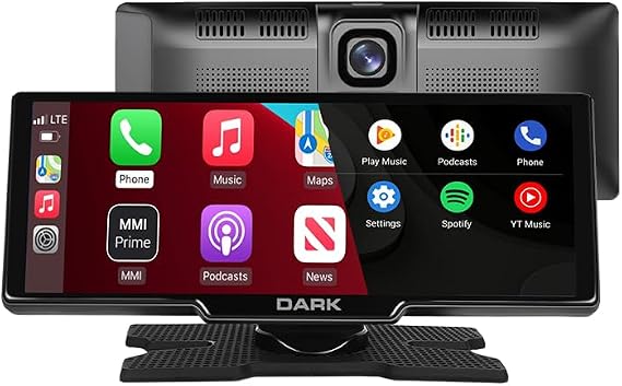 شاشة عرض مركبة داكنة مقاس 10.26 بوصة IPS Apple CarPlay وAndroid Auto/AirPlay، شاشة عرض مركبة مثبتة على طوربيد تعمل بنظام Android Cast مع كاميرا أمامية وخلفية (DK-VA-CMP1010)