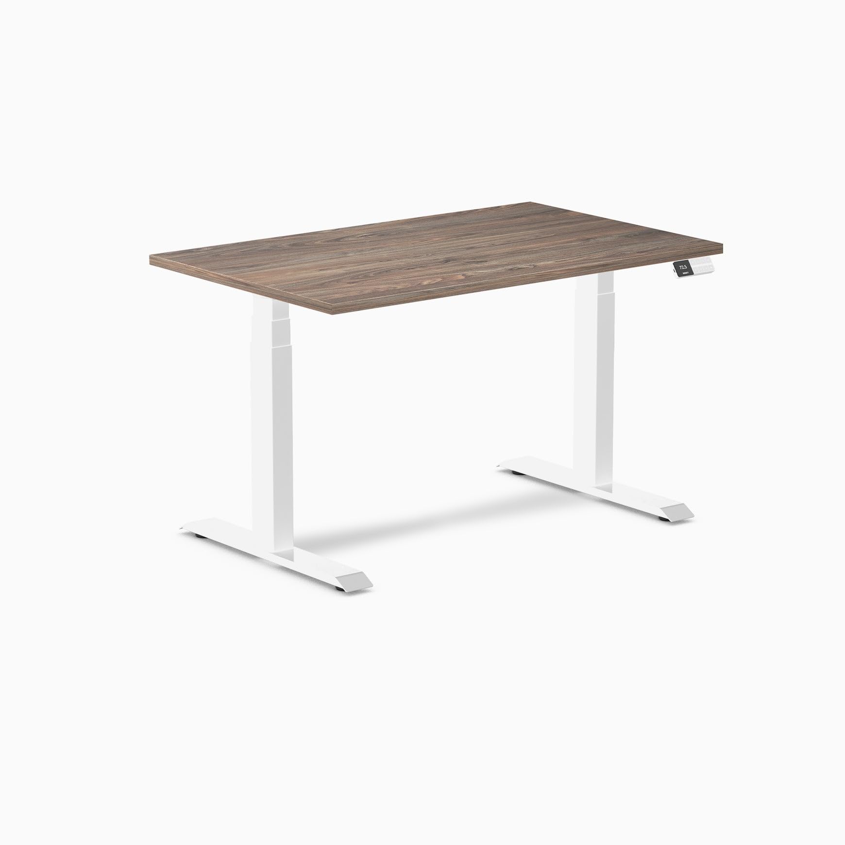 Desky Dual Laminate Sit Stand Desk Natural Walnut 47.2" White