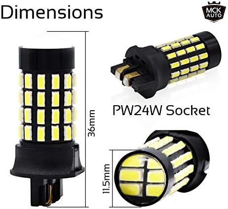 MCK Auto  Black PW24W LED Canbus Bulbs Daytime Running Lights DRL White Very Bright and Without Error Very Slim and Compact Size with Projector on top Compatible with F30 F31 CC Transform Your Ride