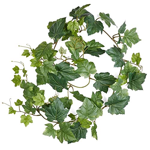 Factory Direct Craft Grape Leaf Artificial Ivy Garland Greenery - Indoor/Outdoor Tuscany Vineyard Winery Hanging Grape Leaves Plant for Home Porch or Patio Decor (60