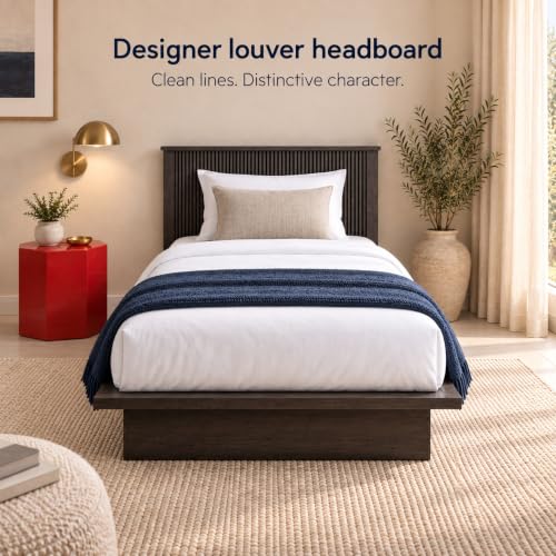 Image of Bniture Modern Low Height Single Size Bed Without Storage | Engineered Wood Platform Bed Headboard | Bed King Size Wooden Cot Double Bed for Bedroom 3 Year Warranty (Flower Wenge)