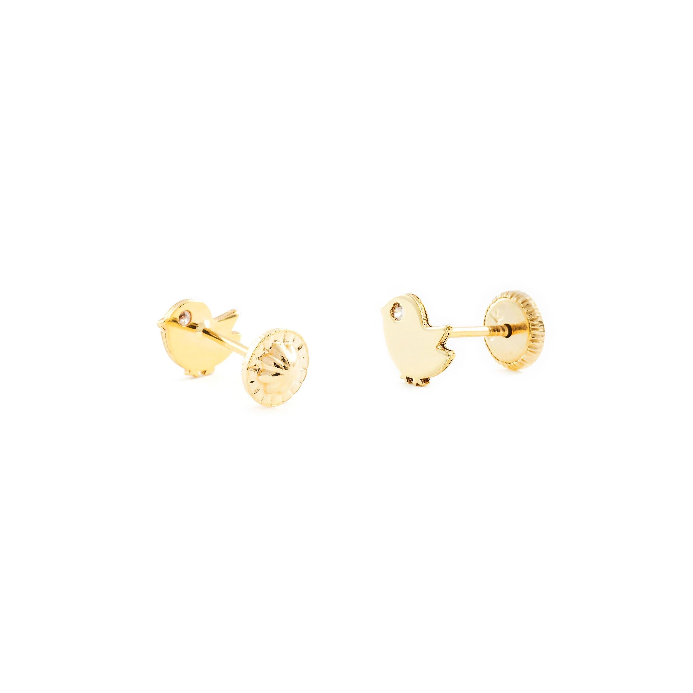 Damen & Kinder Vogel Ohrstecker - Gelbgold 9 Karat (375) - Geschenkbox - Garantiezertifikat