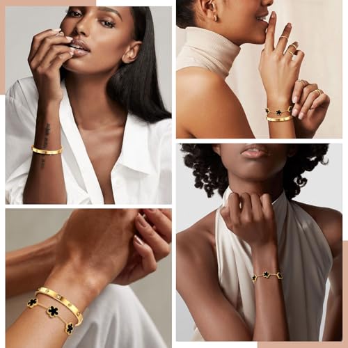 MPRAINBOW Womens Stackable Gold Bracelets Jewelry, 18K Gold Plated Floral Bracelet,Bangles Non Tarnish, Gold Cubic Zirconia Chain Set Trendy Gift,Christmas Valentines Birthday Gifts for Girlfriend3