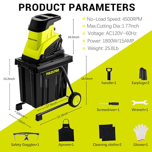 Wood Chipper Shredder, 15-Amp 1.8" Cutting Diameter - Image 2