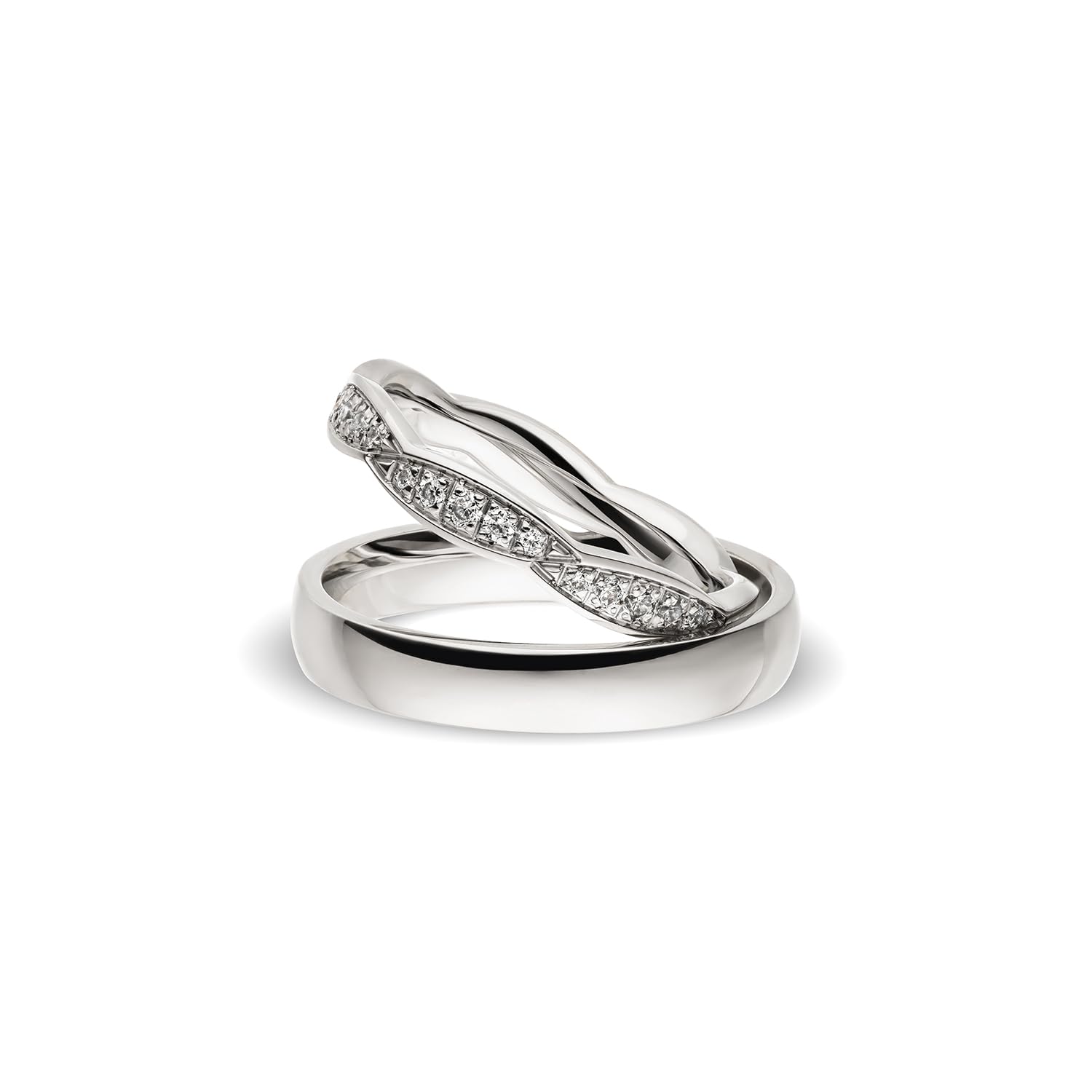 Kolibri Rings Eheringe Silber 925 Set 15 Zirkonia Steine - Gravur und Etui