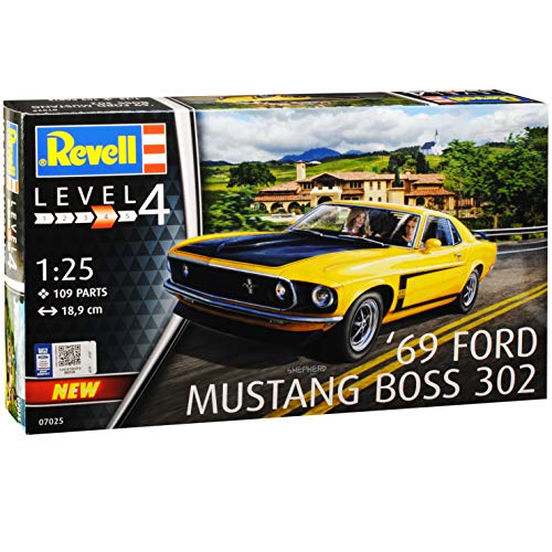 Ford Mustang Boss 302 Coupe I Gelb 3. Generation 1969-1970 07025 Bausatz Kit 1/25 1/24 Revell Modell Auto