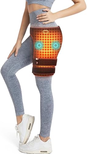 Soporte calefactable para articulaciones de cadera con masajeador eléctrico de cadera ajustable, almohadilla térmica de muslo, soporte de