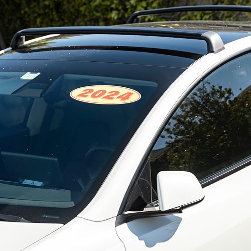 Image of 2024 Car Model Year Windshield Stickers | 14 inch x 5.5 inch Oval Stickers for Car Dealerships, Vehicle Windshields (Pack of 12)