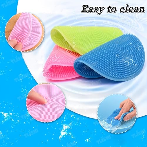 Image of Cleaning Sponge Silicone Scrubber for Kitchen Scrubber Fruit and Vegetable Washing Brush Round Scrubber Pad Multipurpose Silicone Dishwashing Tools (Multicolor) (4)