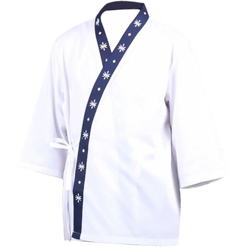 Uzztfa Unisex Japanese Sushi Chef Coat 3/4 Sleeve Japanese Chef Kimono Restaurant Uniform Workwear For Men And Women