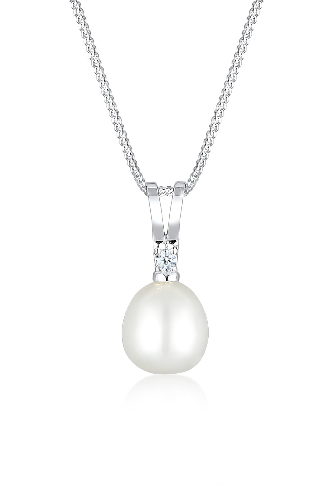Elli DIAMONDS Necklace Women Freshwater Cultured Pearl Pendant Diamonds (0.03ct) in 925 Sterling Silver