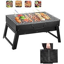 Yahpetes Portable Charcoal Grill 13.78" Folding BBQ Barbecue Folding Barbecue Rack Wire Meshes Portable Household Charcoal Grills for Outdoor Grilling