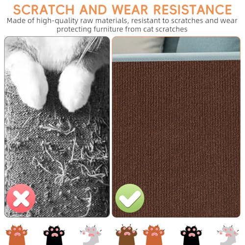 Image of Qpets Cat Scratcher Pad 40x100cm Self-Adhesive Thicken Furniture Protector Surface Guard Wrap with 10Pcs Invisible Spiral Twist Pins, for Sofa, Leather Couch, Wall -Brown