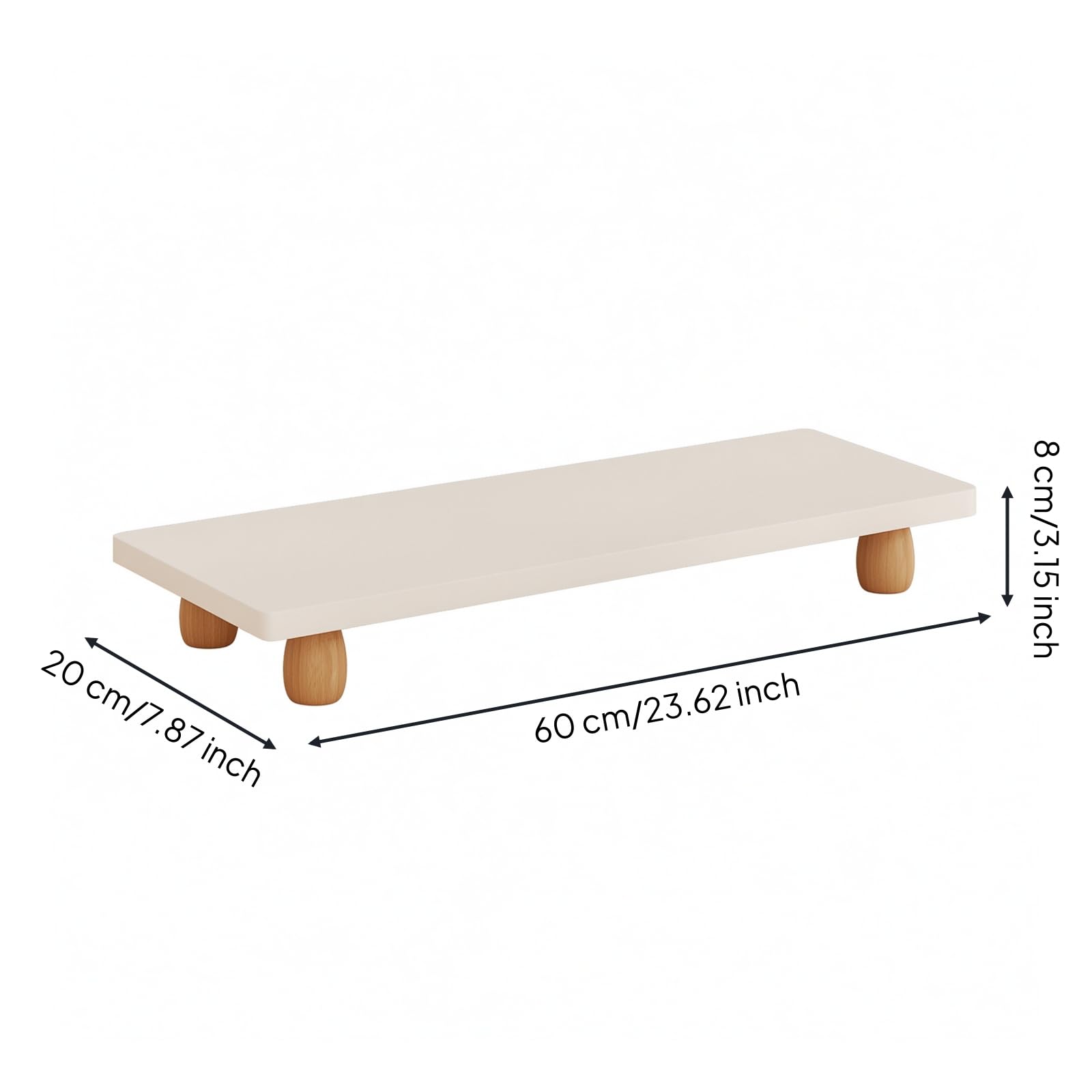Alzatina Salvaspazio Rialzo Minimalista Supporto per Professionisti, Studenti, Scrivania, Ufficio, Lavoro , 60x20 Cm , Gambe A Uovo Bianco Caldo