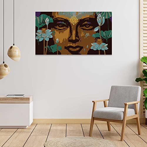 Image of RANGOLI 100% Cotton Stretched Canvas Painting 400 GSM, Framed Ancient Shree Murti Canvas Abstract Wall Art for Living Room, 3D Paintings for Wall Decor (12 x 18 Inch With Frame)