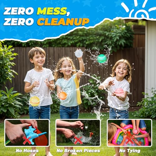Image of Reusable Water Balloons with Mesh Bag, Latex-Free Silicone Quick Self-Sealing Water Splash Bomb for Kids Adults Water Game, Bath Toy, Pool Toy, Summer Party Supplies (12PCS)