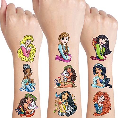 Princess Birthday Party Supplies, 32Pcs Temporary Tattoos Party Favors, Removable Skin Safe, Fake Tattoo Stickers For Goody Bag Treat Bag Stuff For Princess Girls Birthday Party Gifts #TOP2