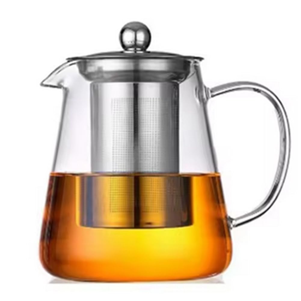 CTRLZS Heat Glass Teapot with Stainless Steel Tea Stra Flower Kettle Teawareiner Infuser Set Puer Oolong Pot 950ML