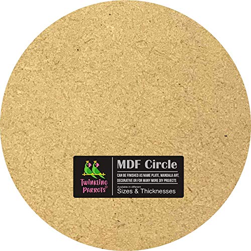 Twinkling Parrots DIY4U Round Circle Strong Blank 2mm Thick MDF Board Sheet 6 Inch Diameter for Art and Craft Project | Unfinished Pine Wood Slices for Resin & Fluid Art | Pyrography | Pack of 6