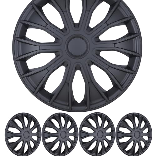 NIXON OFFROAD 14 Inch Hubcaps [Only Fit Iron Hub] Universal Wheel Rim Cover (Set of 4) ABS Hub Caps Replacement for Car Truck SUV (14 Inch, Black Matte, 5086Style)