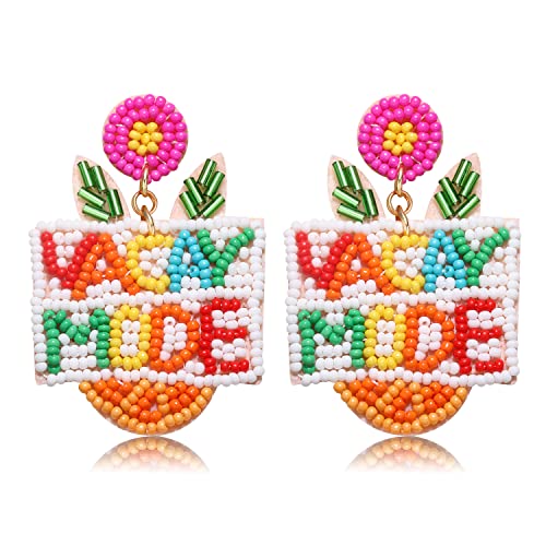 VACAY MODE Earrings Summer Pineapple Beaded Earrings Colorful Pineapple Earrings Statement Summer Beach Jewelry Gifts