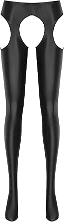 Moily Womens Glossy Footed Tights Leggings Shiny Metallic