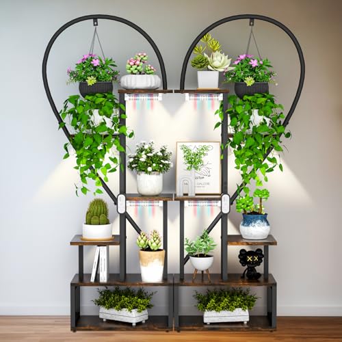 unho Indoor 66 Plant Stand with Grow Lights 3 Full-spectrum Plant Lights