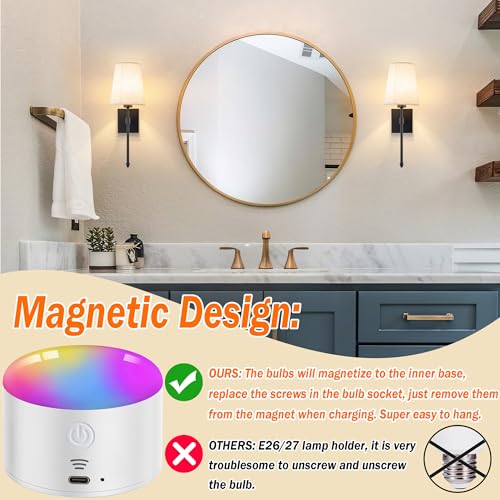 Image of Battery Operated Wall Sconce Light Set Of Two, Battery Operated Sconces Wall Lighting Indoor Wireless Wall Sconce With Remote Control, Dimmable Battery Wall Lamp With 3CCT Bulb For Bedroom Living Room