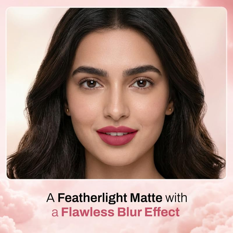 Image of MARS Lip Fuzz Blurring Lip Cream with Cushion Tip Applicator | Paraben-Free | Air-Soft Matte Lipstick | Blurred Finish | One Swipe High Color Payoff | 3 ml (01-BARE HUG)