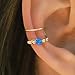 White Opal Right Ear Cuff/Fake Conch Piercing/Ear Cuff Wrap Earring/Clip on Earring/Faux Conch Ring/Handmade Jewelry 14K Gold Filled