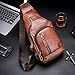 LUKZIJAES Genuine Leather Sling Bag for Men Crossbody Shoulder Chest Pack Hiking Casual Daypack Outdoor Travel Backpack (#1-Brown)