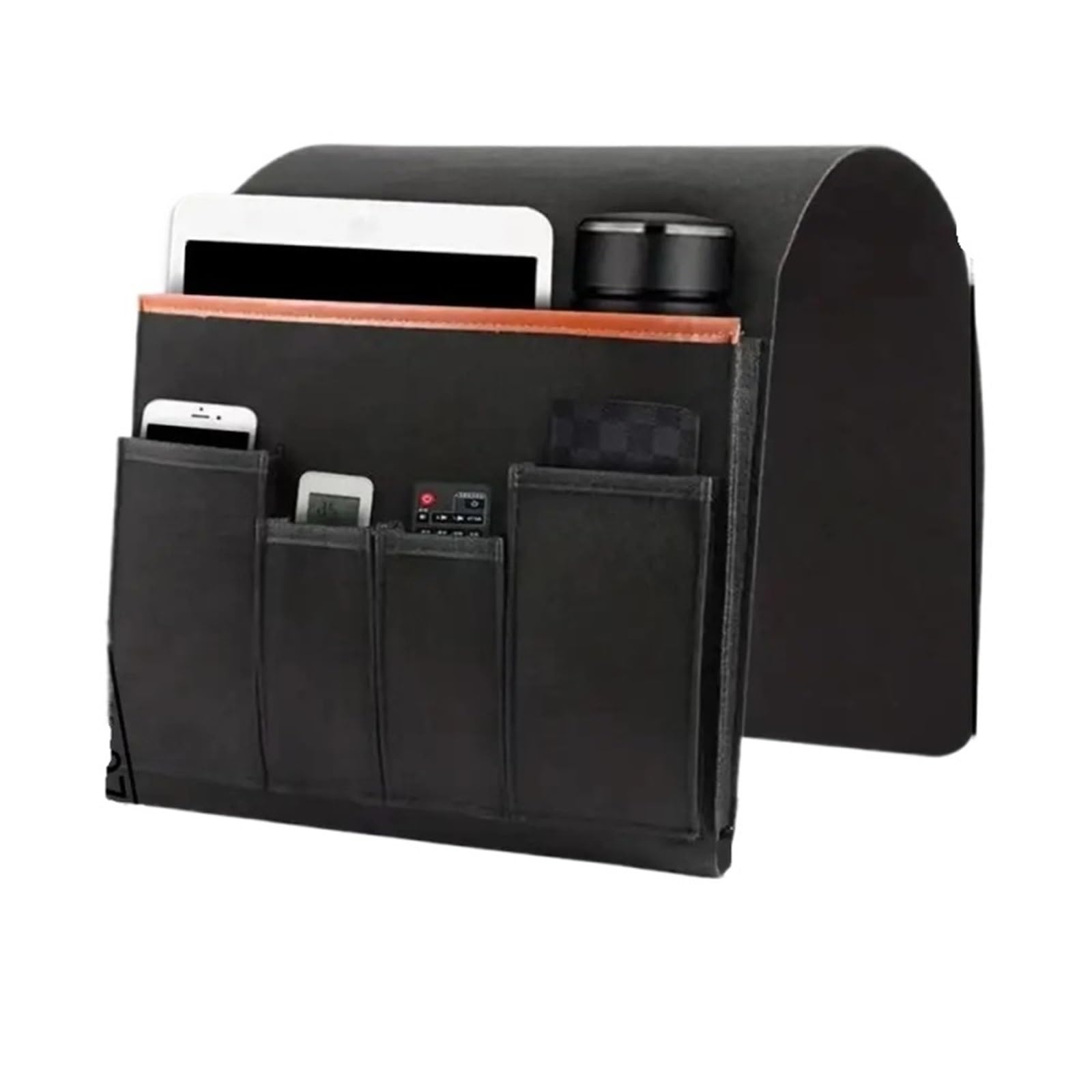 BDFJEDS Couch Armrest Organizer Household Sofa Armrest Storage Bag Felt Couch Recliner Bedside Organizer For Cell Phone Remote Control Hanging(Black)