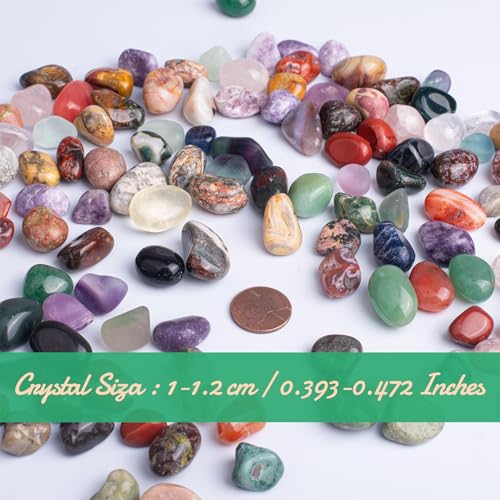image for SigMntun Polished Mixed Crystal Chips Set, 0.4 inches, 128 Pcs - Handp