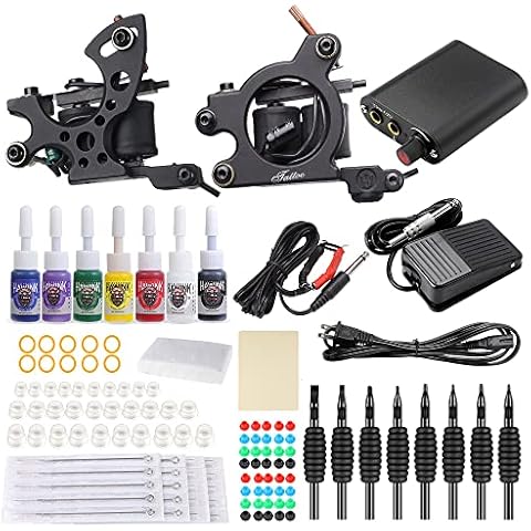 HAWINK Complete Tattoo Kit for Beginners 2 Pro Tattoo Machine Kit Tattoo Power Supply 7 Tattoo Ink Set Tattoo Supplies TK-HW2001 Cover
