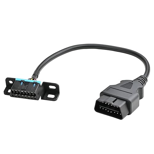 iKKEGOL Cable completo OBD2 macho a hembra de 16 pines con soporte de montaje debajo del salpicadero, adaptador de extensión de arnés de cable,