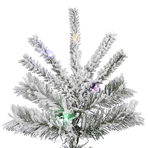 Vickerman 7.5' Flocked Sierra Fir Slim Artificial Christmas Tree, Multi-Colored Led Dura-Lit Lights - Snow Covered Faux Tree - Seasonal Indoor Home Decor #TOP1