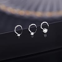 Vista 6 de PunkTracker Anillos de nariz de oro real de 14 quilates de 0.71 oz con circonita cúbica de diamante de imitación, hipoalergénicos, piercing de nariz