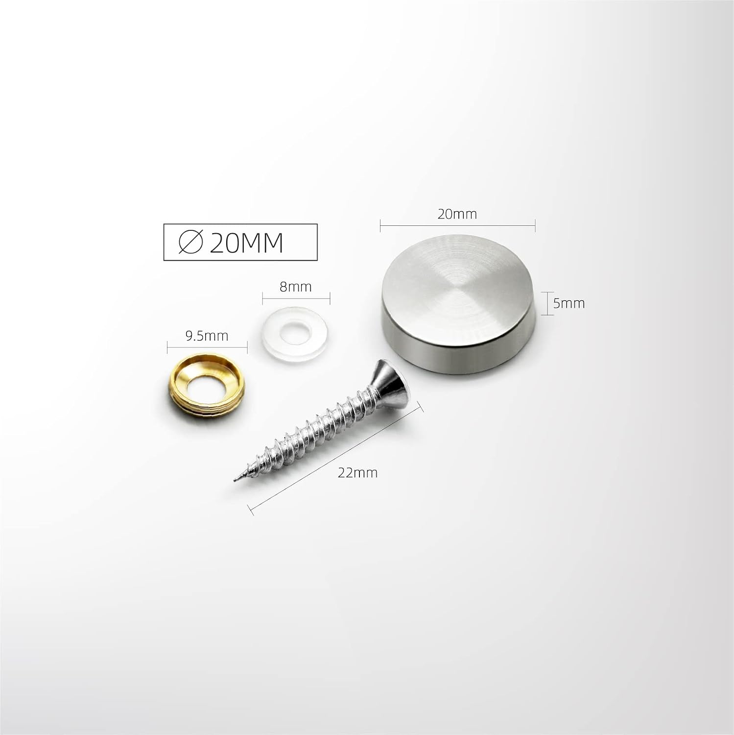 8Pcs 4 in 1 Stainless Steel Screw Mirror Screws Cap Nail Sliver Fasterens Sign/Advertising Hardware Nails(18MM) (20MM) (20mm)