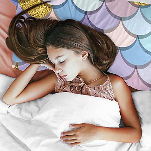 Parure de lit motif écailles de sirène multicolore avec housse de couette - 4