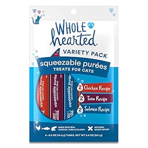 WholeHearted Squeezable Puree Cat Treat Variety Pack 0.5 oz. Count of 6
