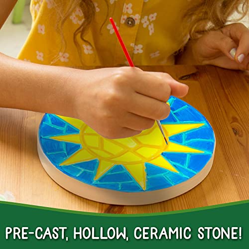 Image of Creative Roots Mosaic Sun Stepping Stone Kit, Includes 7-Inch Ceramic Stepping Stone & 6 Vibrant Paints, DIY Garden Stone for Kids Ages 6+