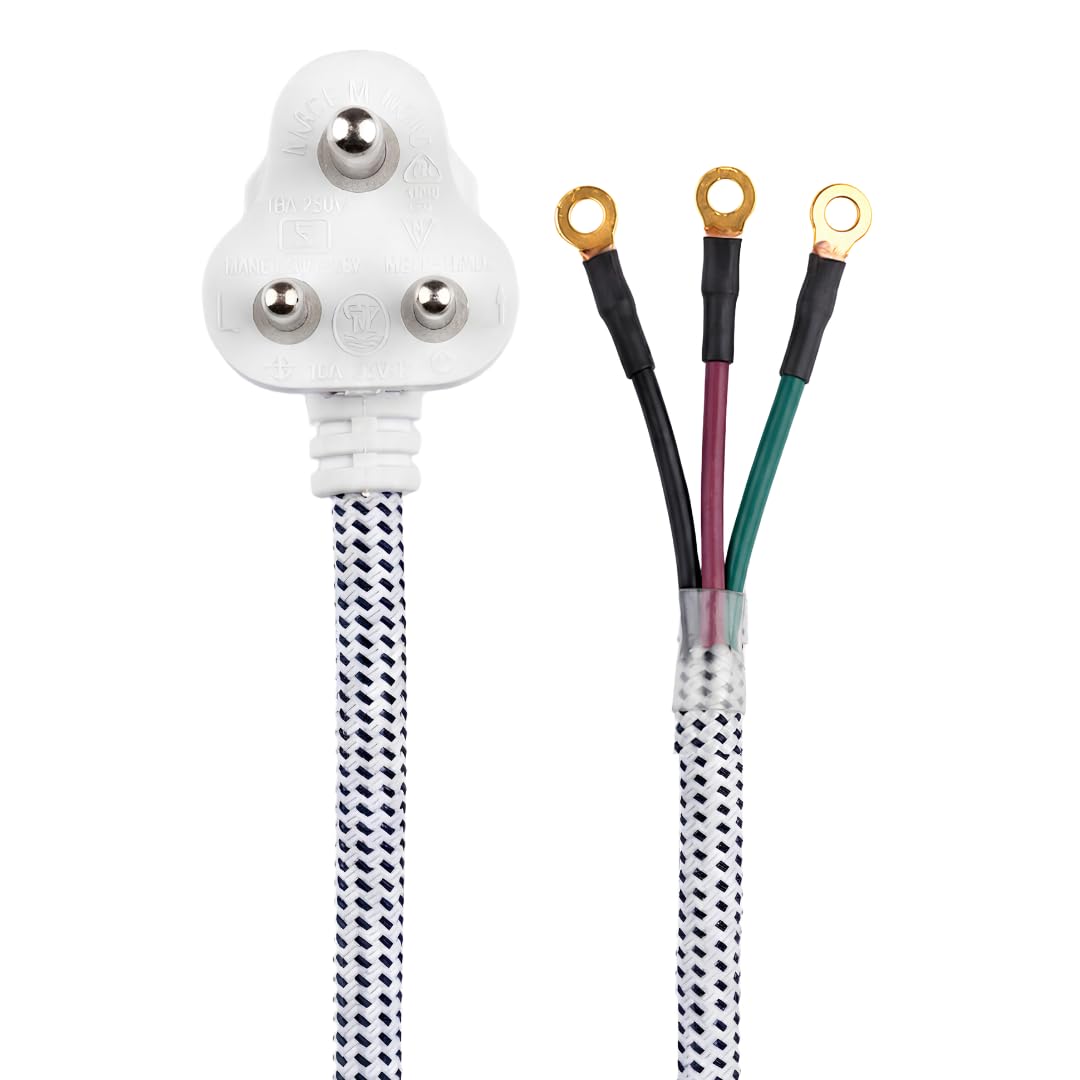Wireslab 2 Meter Iron Press Pure Copper Cable Cord, 3 Pin power connector cable for Iron Presses,100% Pure Copper,Braided Electrical wire(white and Black)-image-10