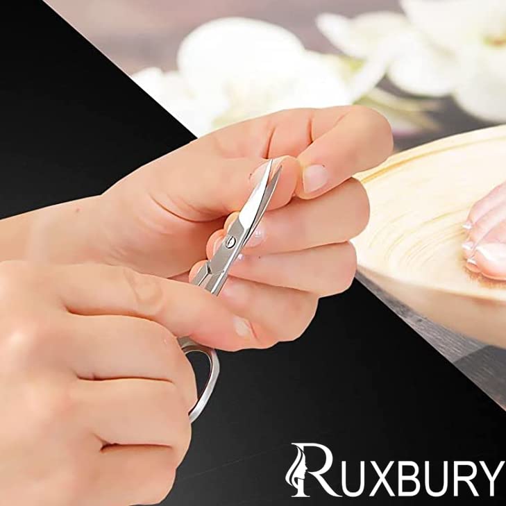 Ruxbury Nagelschere Gebogen, Edelstahl – Mit Ledertasche – Für Fingernägel, Nagelhaut & Mehr