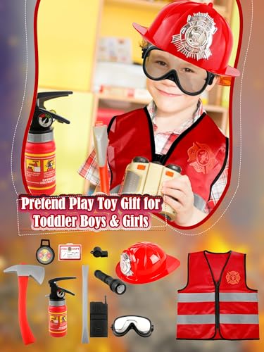 Set disfraz de bombero para niños 11 piezas miniatura 6