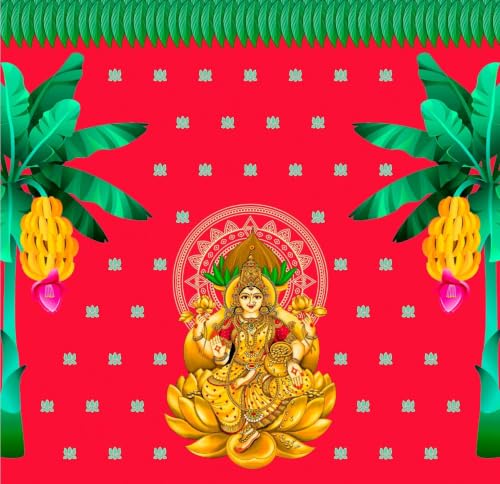 Image of Varamahalakshmi Vratham Festival Backdrop 5x5 Feet | Pooja Backdrop Decoration Cloth | laxmi Devi Pooja backdrops Cloths