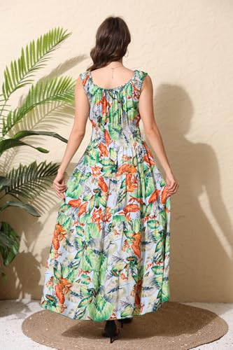 Image of OSTOO Women's 2026 Summer Boho Floral Print Tiered Casual Flowy Long Maxi Dress