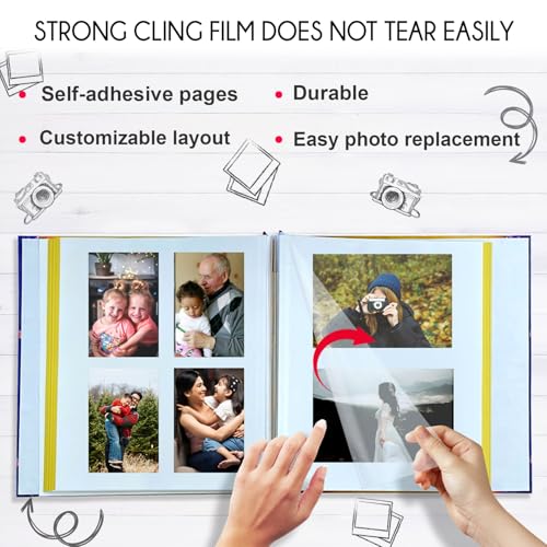 Image of Sehaz Artworks Auto Stick Album for Photos | Album for Photos Collection | Self Adhesive Photo Album Book for Photos Collection - 20 Sheets