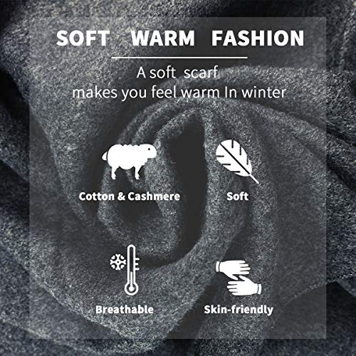 Fullron Men Winter Scarf Cashmere Feel Scarves, Dark Grey #TOP4