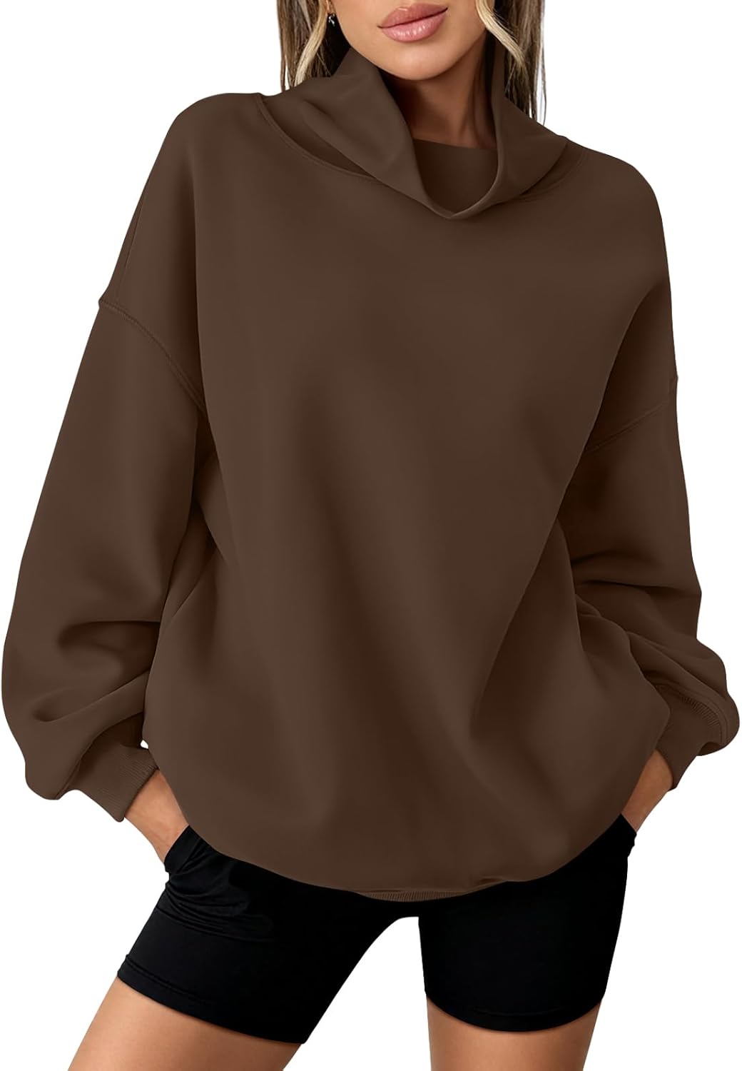 LILLUSORY Mock Neck Sweatshirt Womens Oversized Pullover Turtleneck Long Sleeve Tops Trendy Spring Fashion 2026 - Image 2